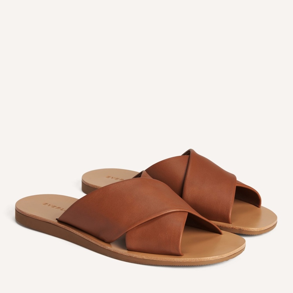 Everlane The Day Crossover Sandal - Brown Leather